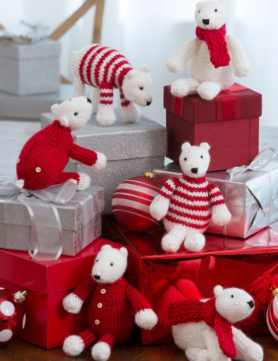 Free Knitting Pattern for Polar Bear Toy Decorations