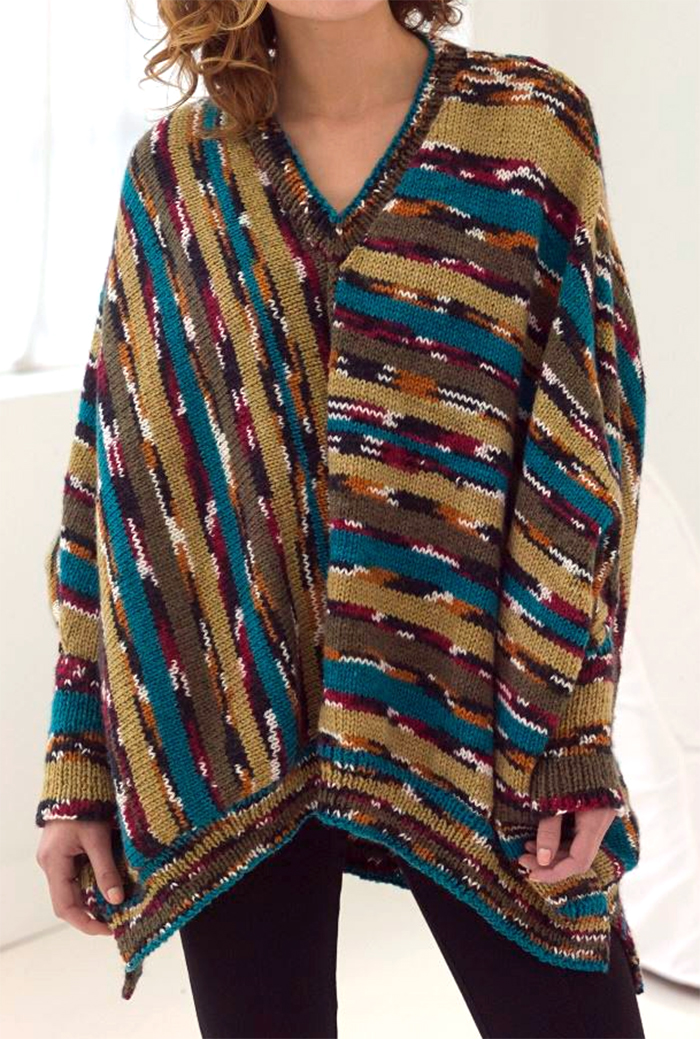 Free Knitting Pattern for Poncho Pullover