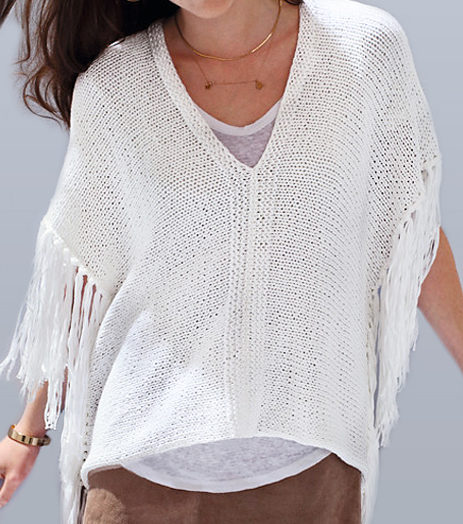 Free Knitting Pattern for Poncho Top With Fringe