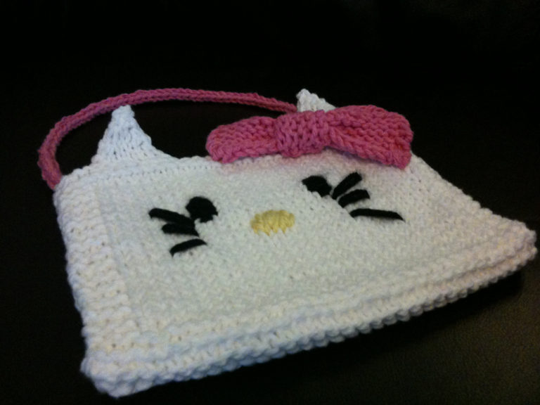 Free Knitting Pattern for Pretty Kitty Purse