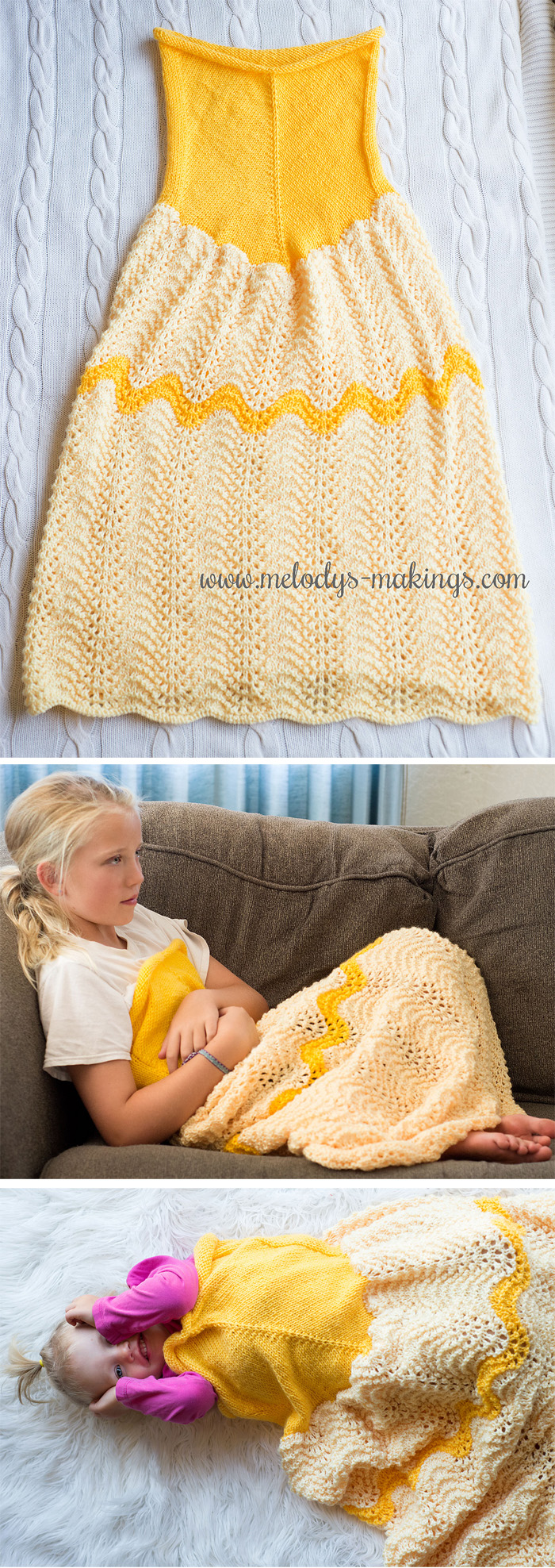 Free Knitting Pattern for Princess Dress Blanket