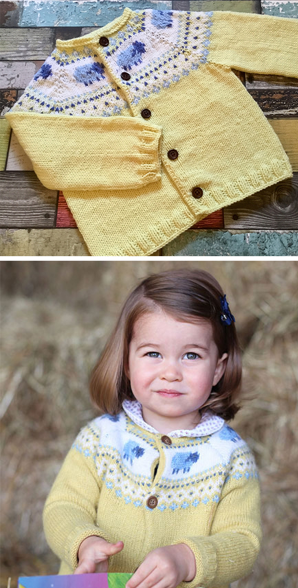 Knitting Pattern for Princess Charlotte Yellow Sheep Cardigan