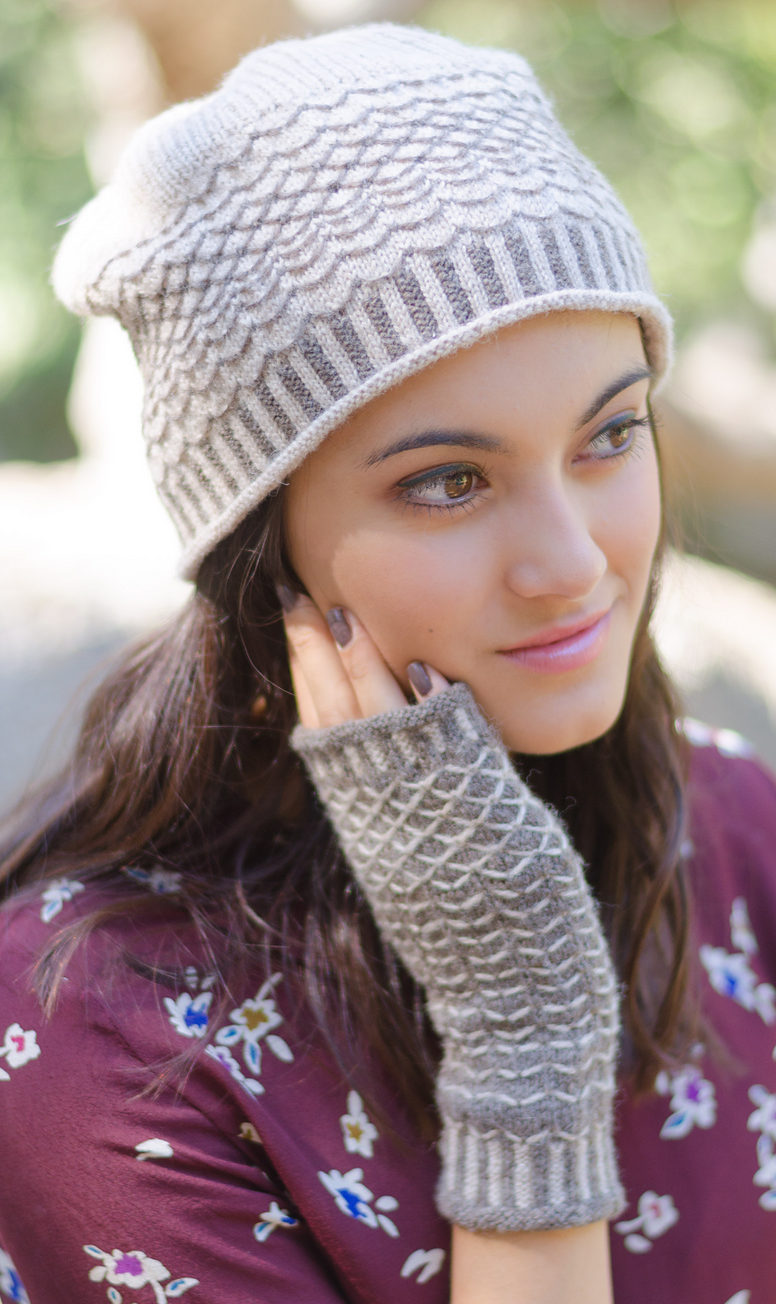 Knitting Pattern for Quilted Lattice Hat and Mitts