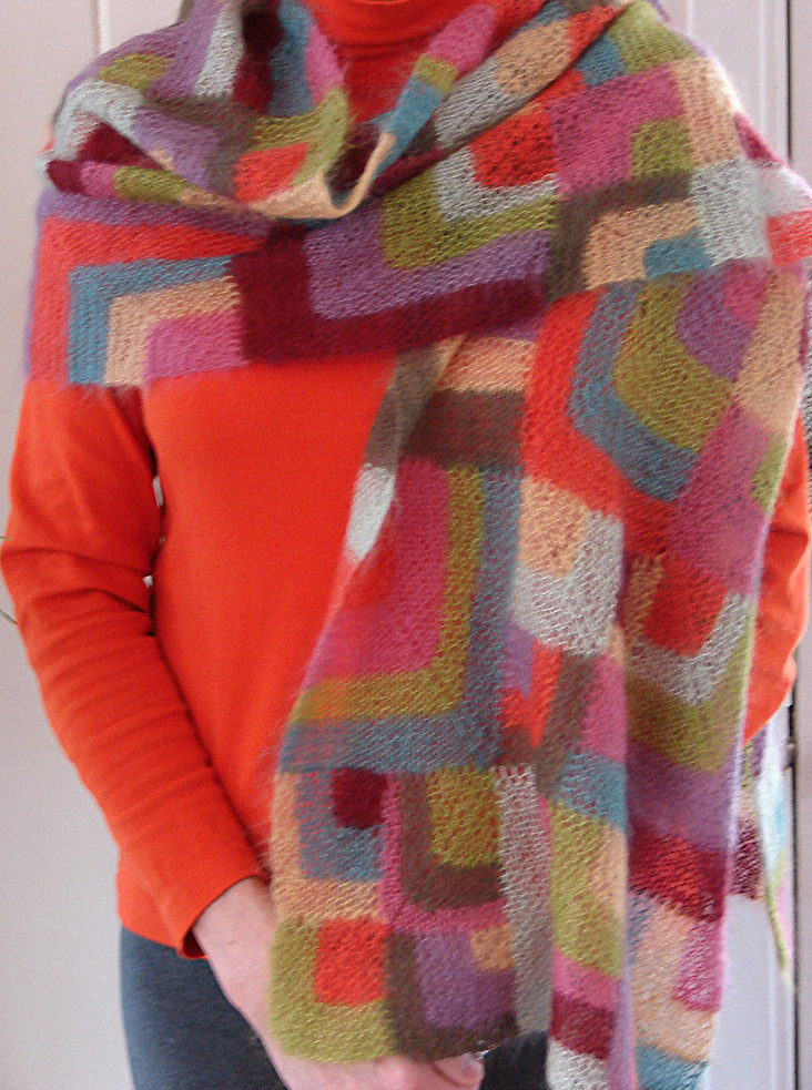 Free Knitting Pattern for Modern Quilt Wrap