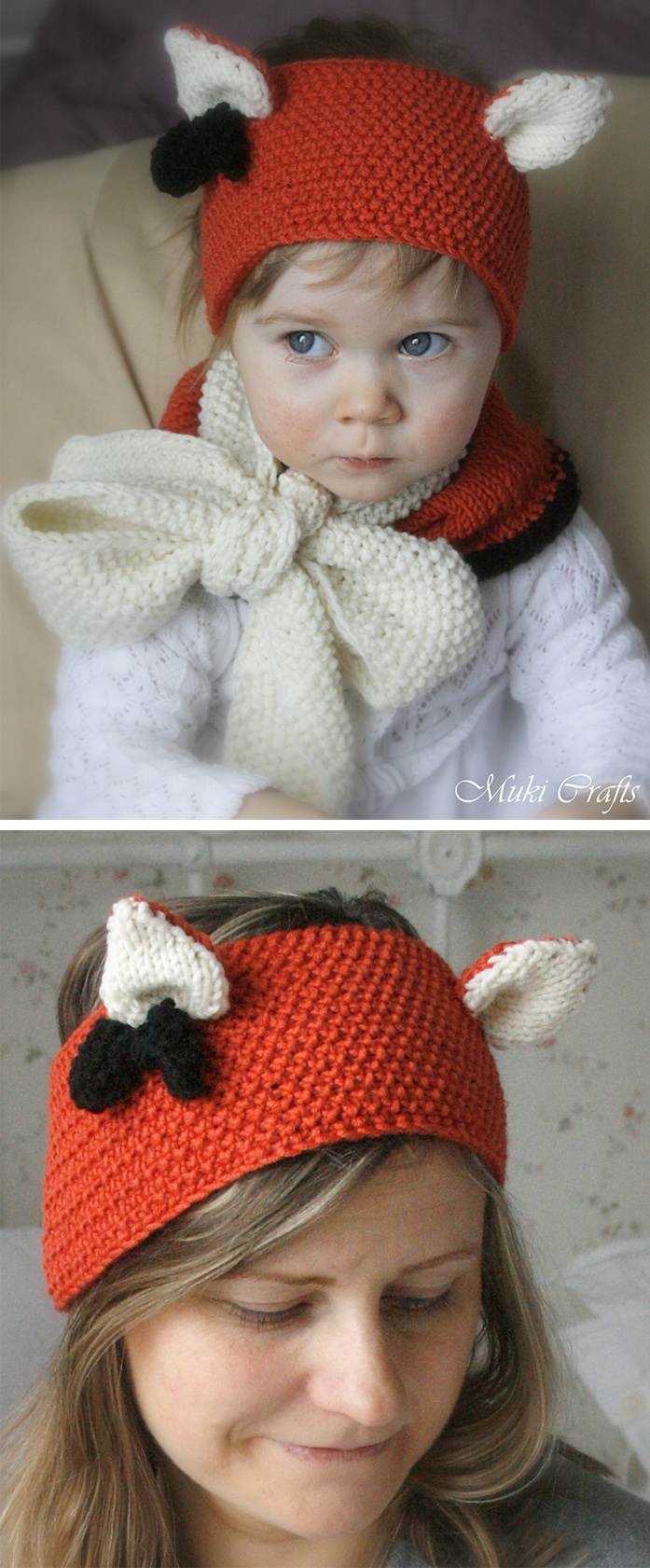 Free Knitting Pattern for Quinn Fox Headband and Cowl