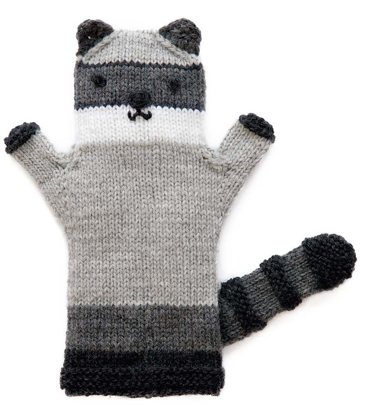 Free Knitting Pattern for Raccoon Puppet