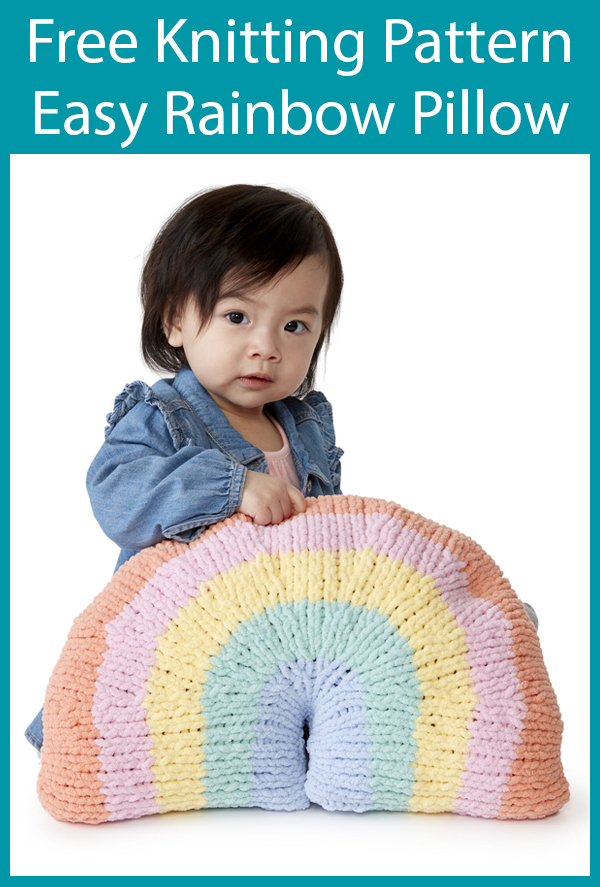 Free Knitting Pattern for Easy Rainbow Pillow