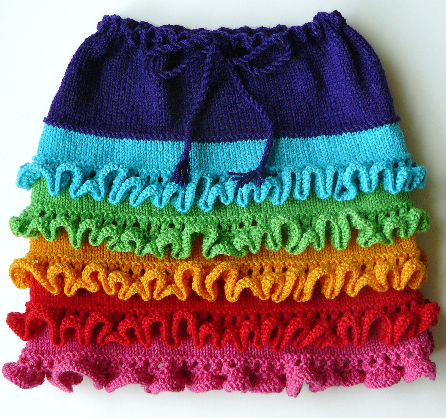 Knitting Pattern for Rainbow Tiered Skirt