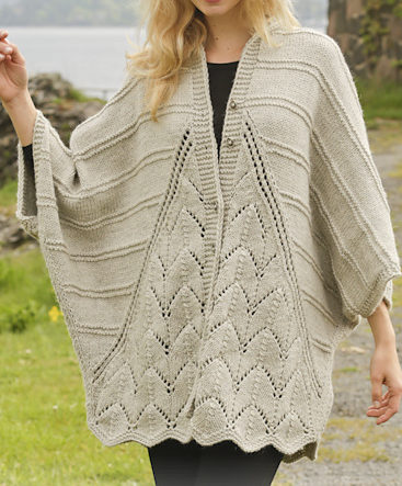 Free Knitting Pattern for Ripple Tide Sweater Wrap
