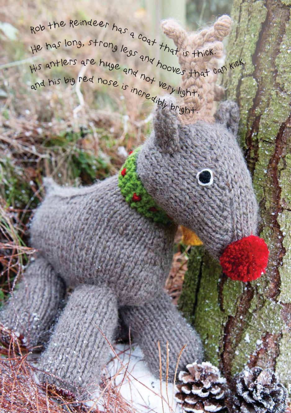 Knitting Pattern for Red Nosed Reindeer Toy