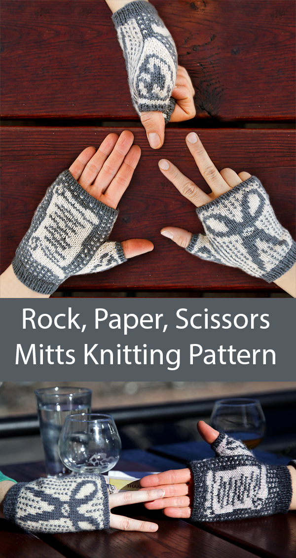 Knitting Pattern for Rock, Paper, Scissors Mitts