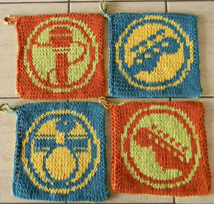 Free Knitting Pattern for Rock Band Pot Holders