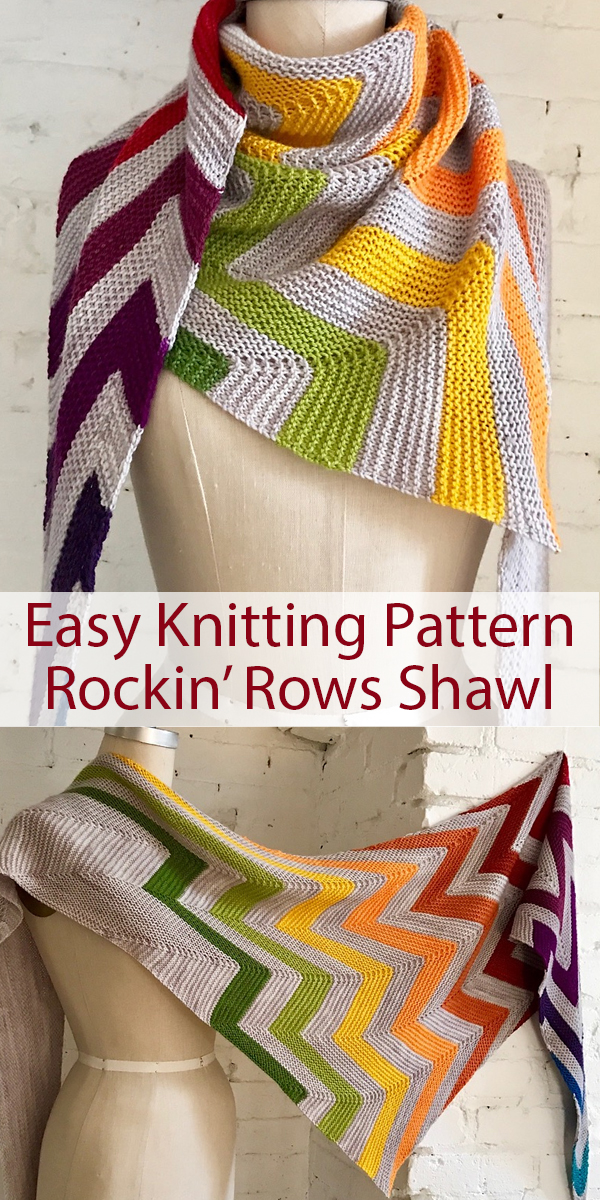 Knitting Pattern for Easy Rockin’ Rows Shawl