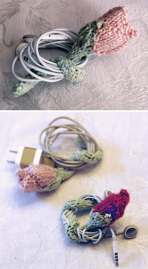Free Knitting Pattern for Rosebud Cord Keeper