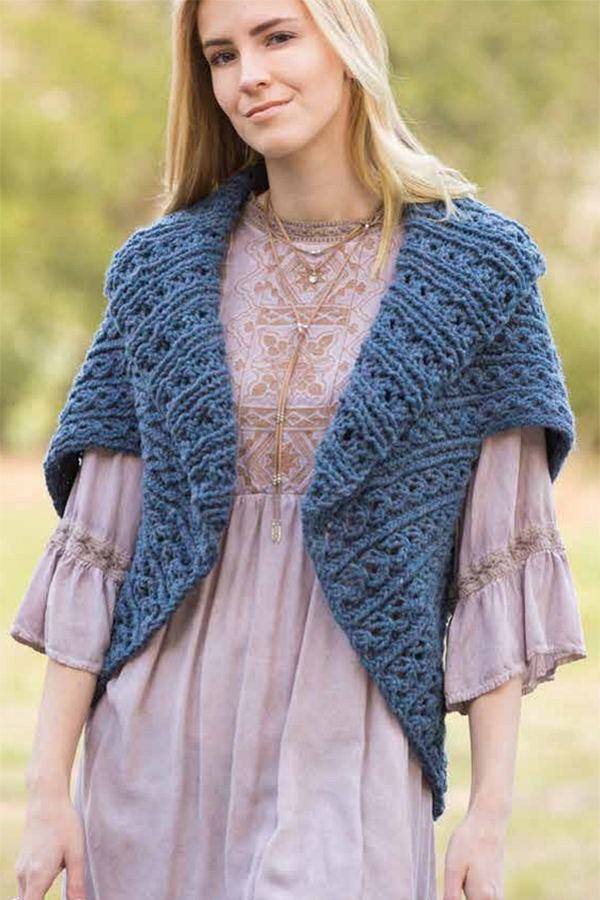 Free Knitting Pattern for 4 Row Repeat Royal Rib Sweater Wrap
