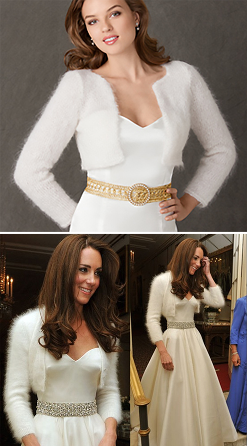 PATTERN - Kate Middleton Royal Angora Wedding Shrug/Bolero Knitting Pattern In Seven Sizes
