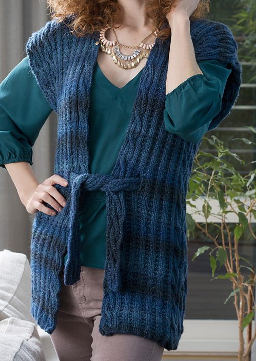 Free Knitting Pattern for Ruana Style Vest
