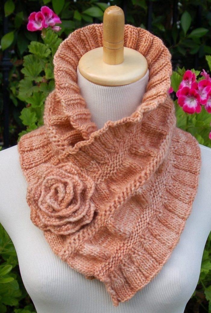 Knitting Pattern for Ruffled and Ruched Scarf