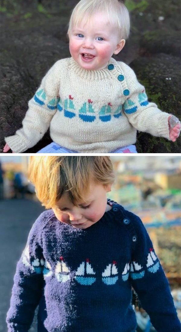 Knitting Pattern for Sailing Boats Baby and Child Sweater