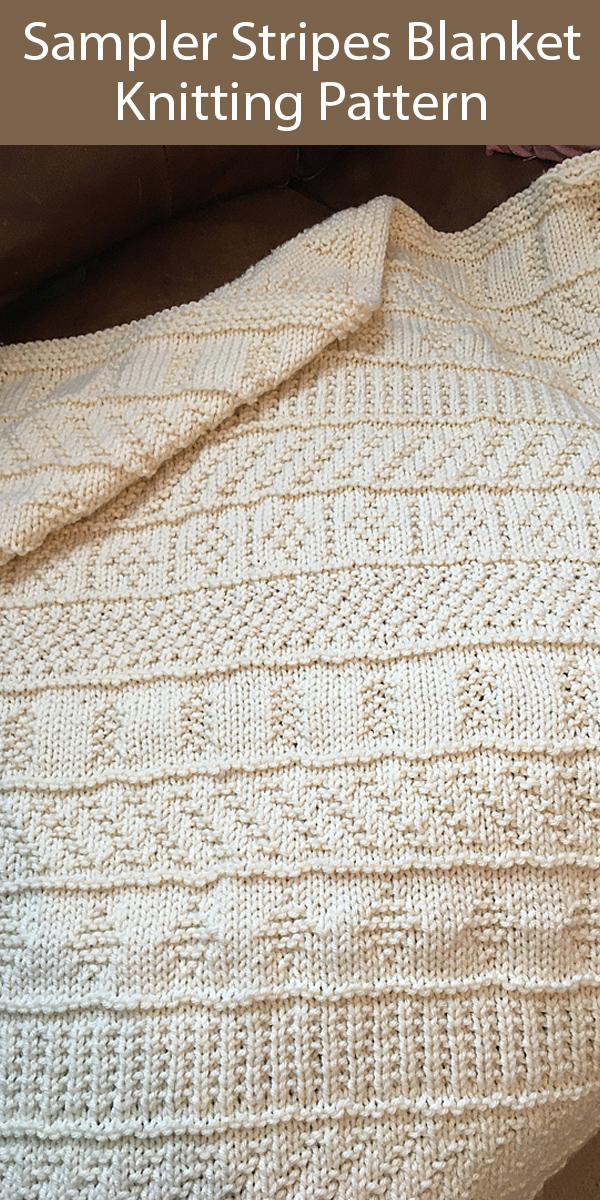 Knitting Pattern for Sampler Stripes Blanket in 3 Sizes
