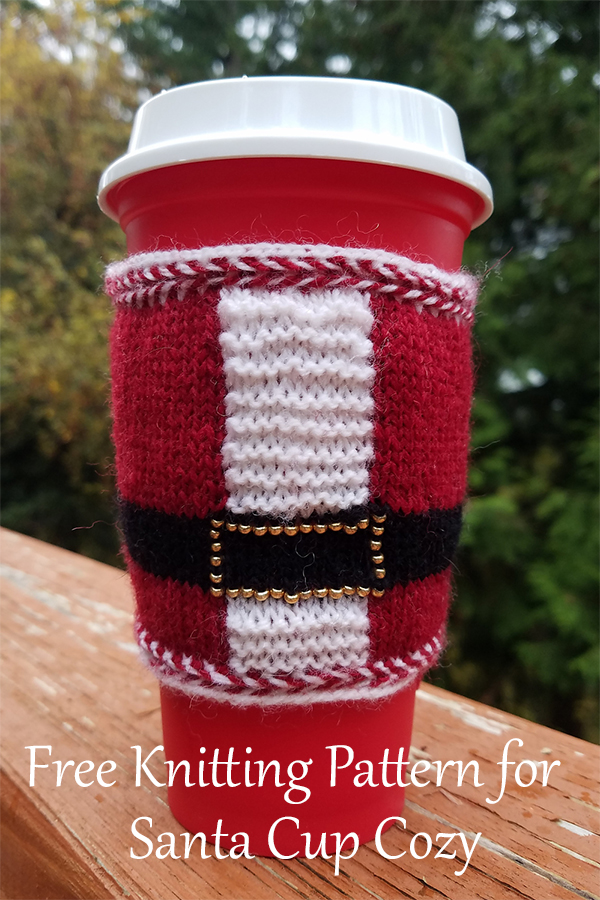 Free Knitting Pattern for Santa Coffee Cozy