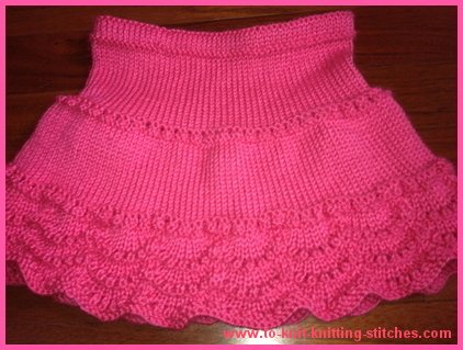 Free knitting pattern for Scallop Edge Lace Skirt for Child Sizes