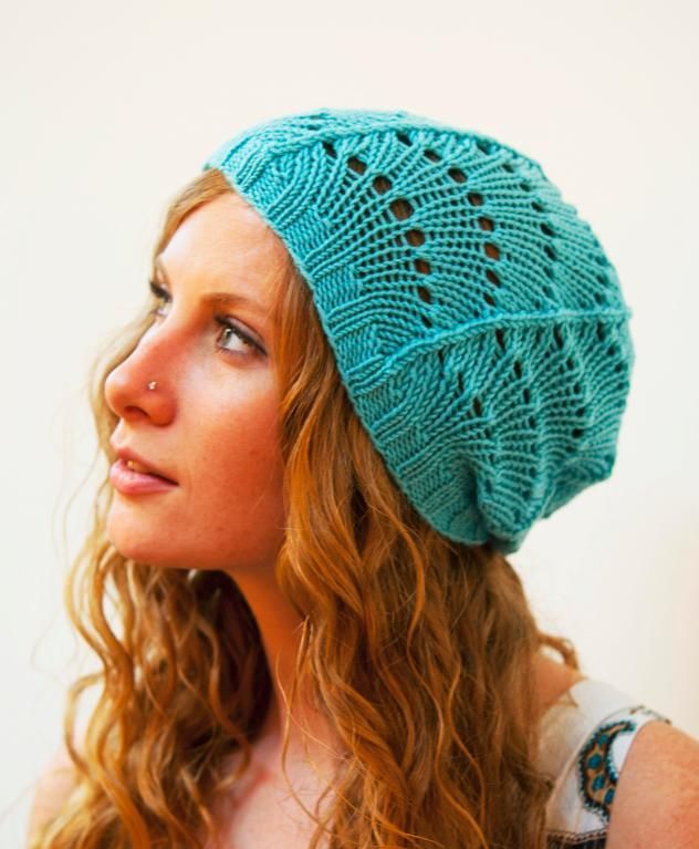 Free knitting pattern for Scallop Lace Hat and more beanie knitting patterns