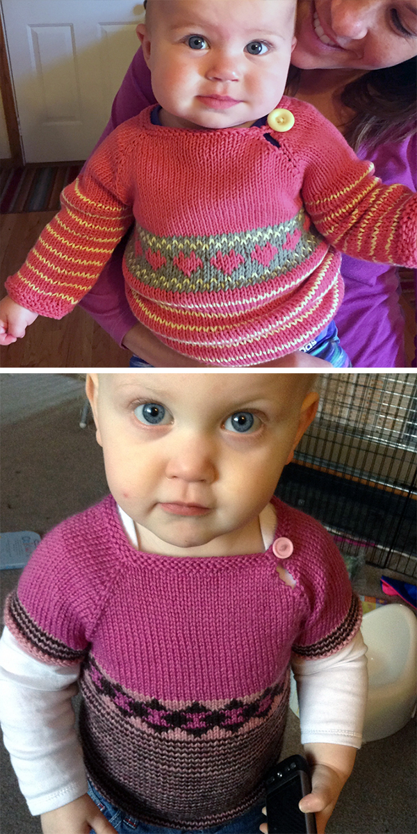 Free Knitting Pattern for Scrap Sweater for Babies and Children
