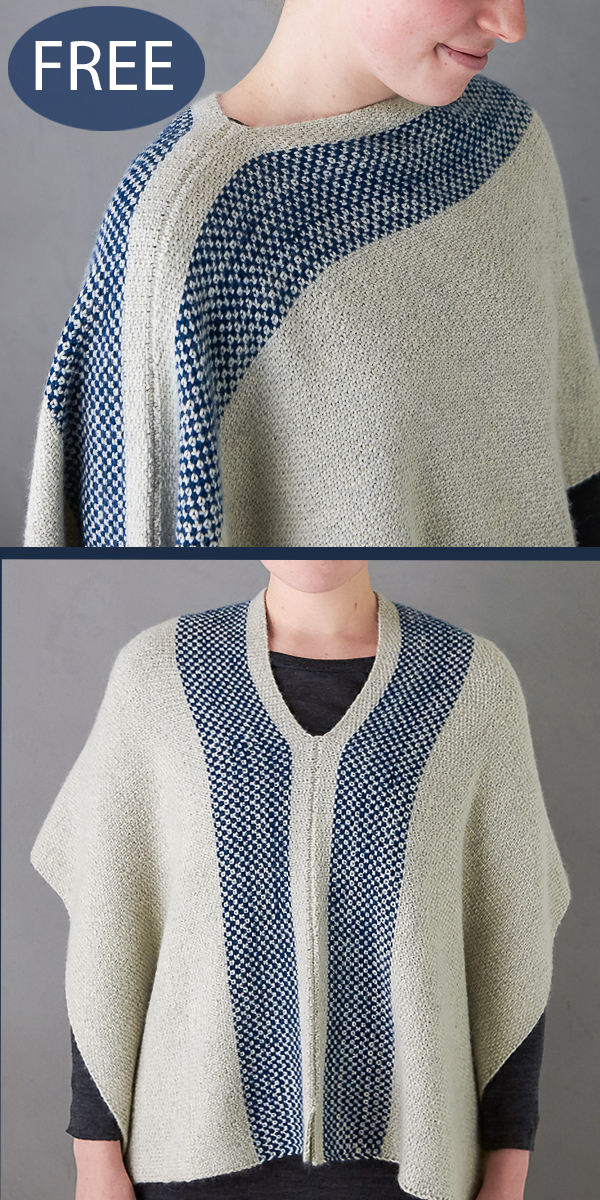 Free Knitting Pattern for 1 Piece 2 Row Repeat Poncho