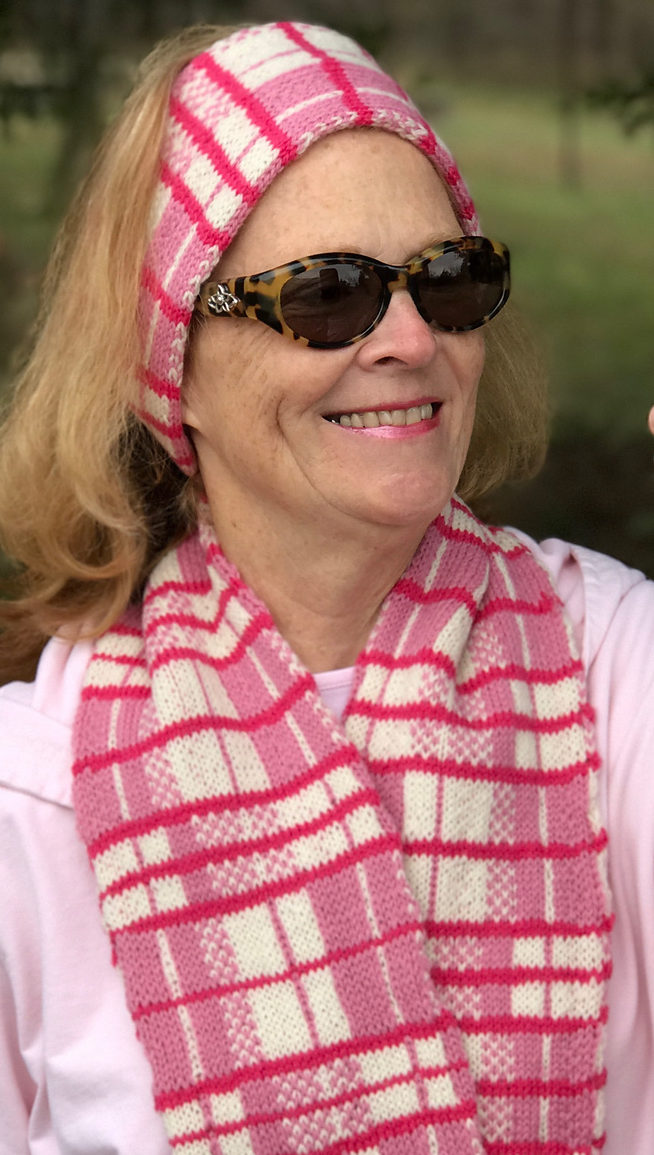 Free Knitting Pattern for Selfie Plaid Scarf and Headband Set