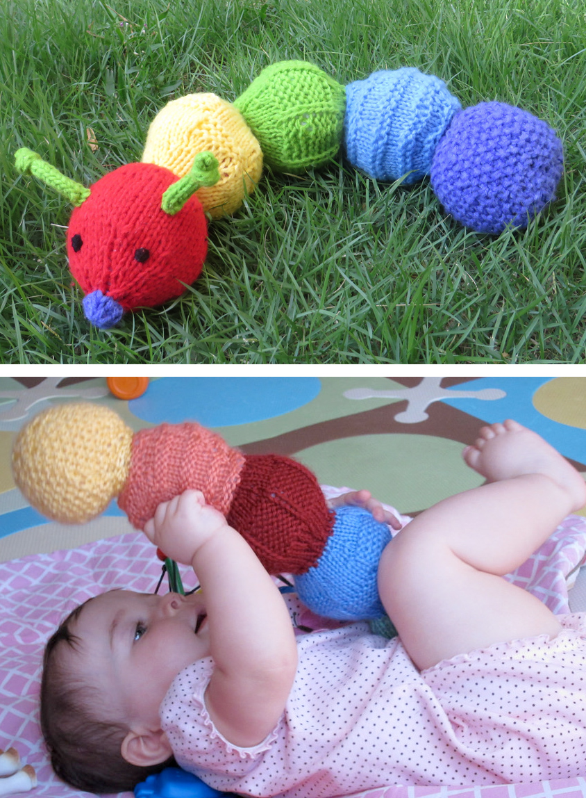 Knitting Pattern for Sensory Caterpillar Baby Toy