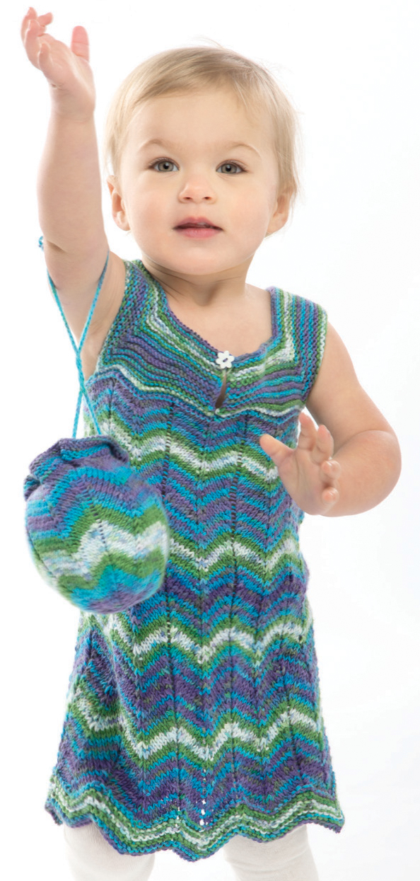 Free Knitting Pattern for Child Garden Party Dress and Purse