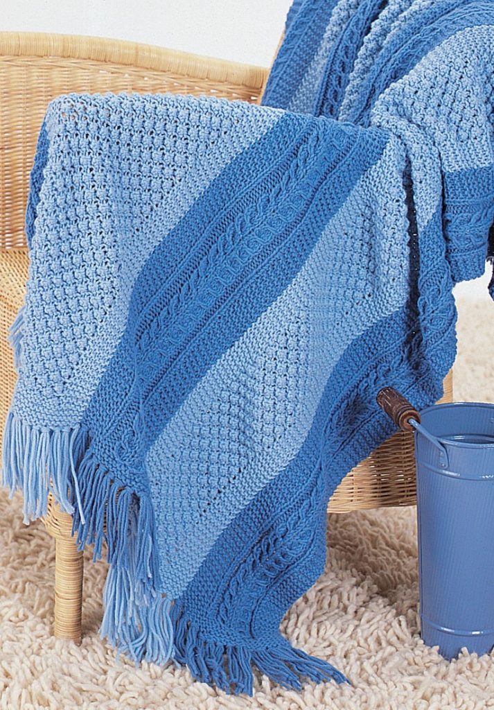 Free Knitting Pattern for Shades of Blue Blanket