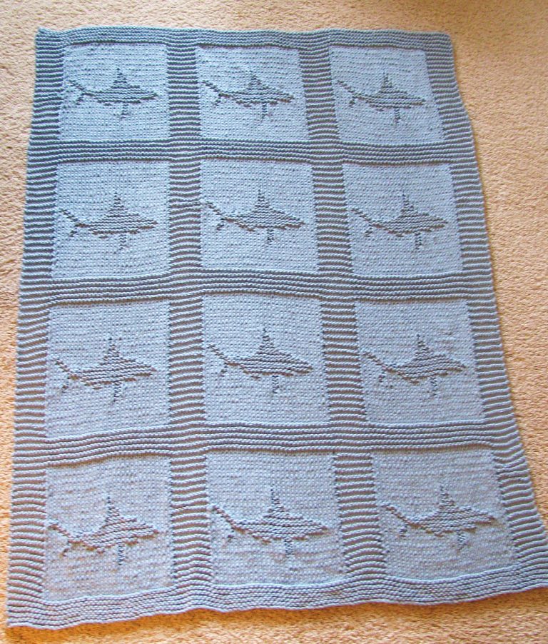 Free knitting pattern for Shark Motif for Cloth or Afghan