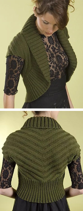 Free knitting pattern for Shawl Collar Chevron Shrug