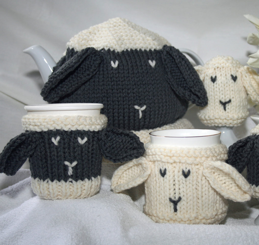 Knitting Patterns for Sheep Cozy Set