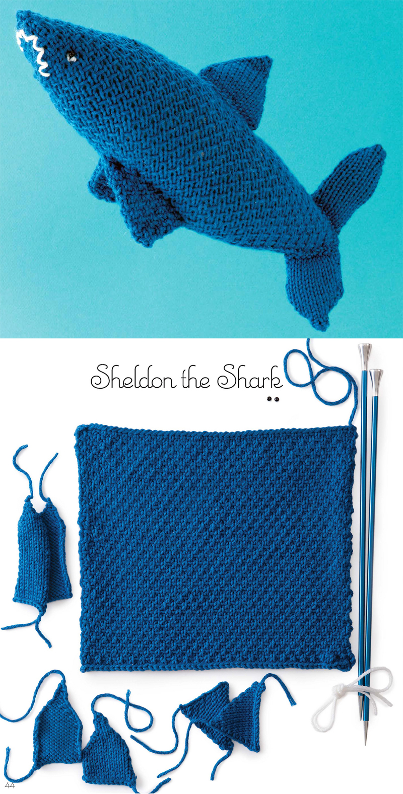 Knitting Pattern for Shark Toy Knit From a Square