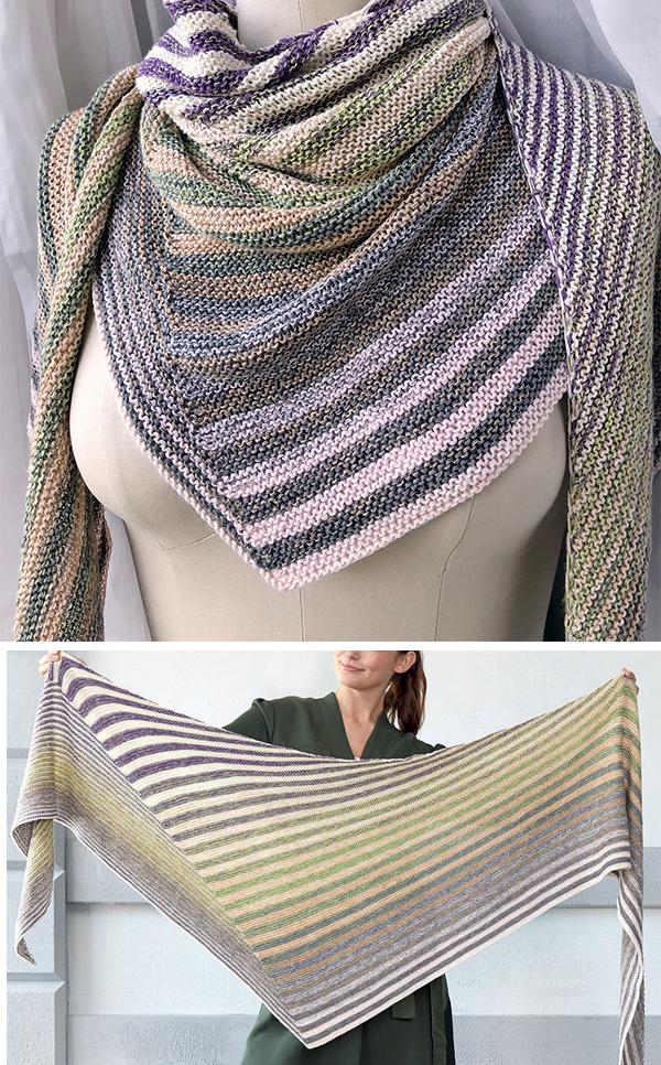 Free Knitting Pattern for Easy Shifting Stripes Shawl