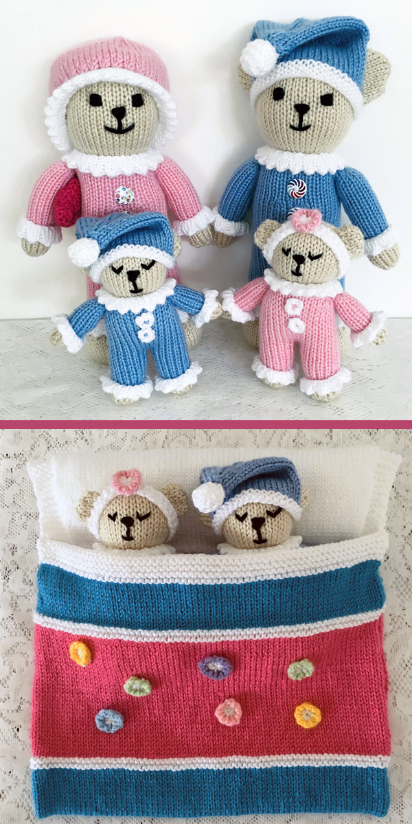 Knitting Pattern for Sleepy Time Teddy Bears