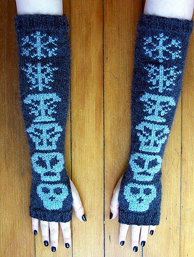 Free knitting pattern for Snowball's Chance in Hell Fingerless Mitts