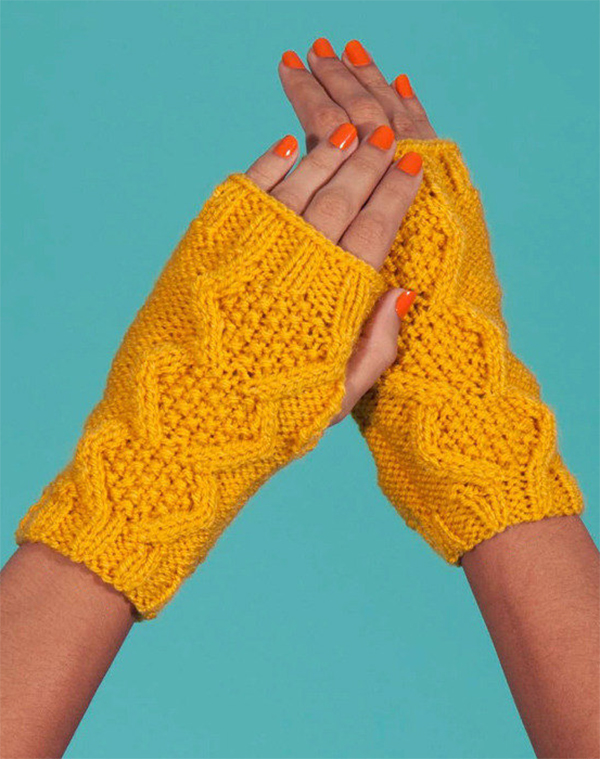 Free Knitting Pattern for Snowfall Wristwarmers
