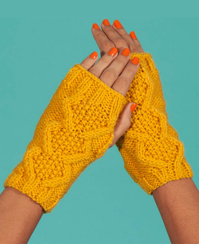 Free Knitting Pattern for Flat Knit Cable Wristwarmers