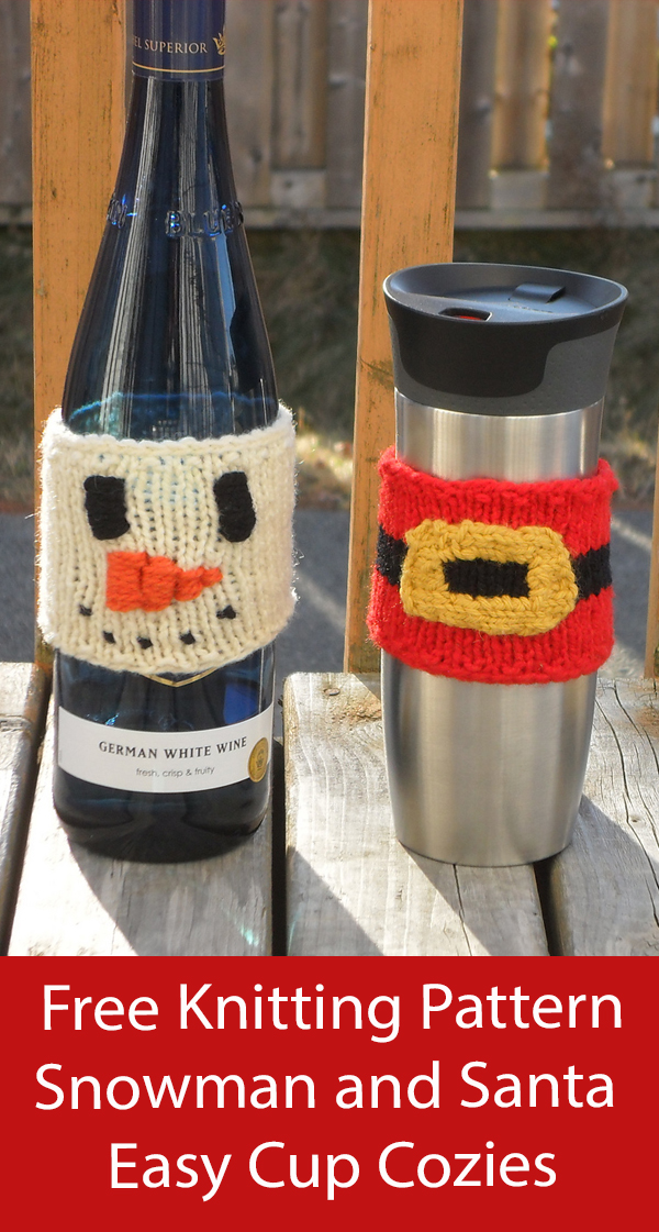 Free Christmas Knitting Pattern Snowman And Santa Cup Cozy