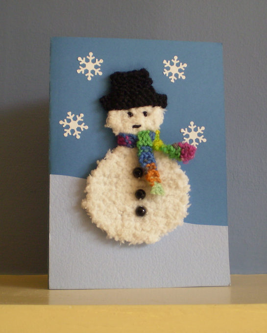 Free Knitting Pattern for Snowman Card