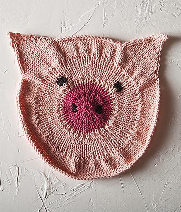 Free knitting pattern for Some Pig Dishcloth