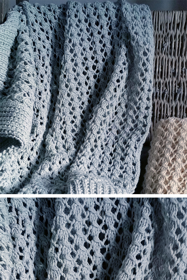 Knitting Pattern for Easy 4 Row Repeat Lace Baby Blanket