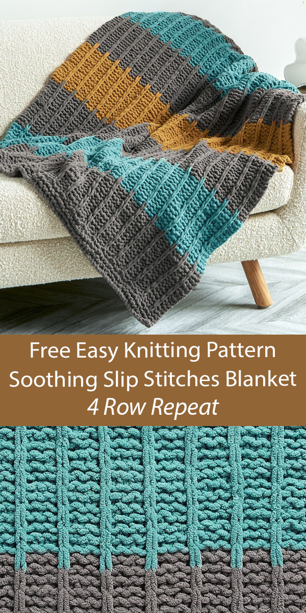 Free Blanket Knitting Pattern Easy Soothing Slip Stitches Blanket