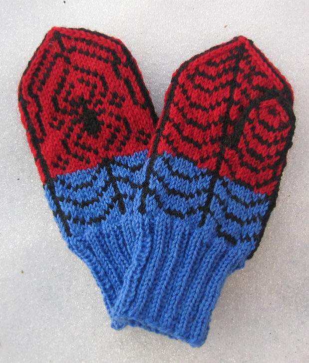 Free Knitting Pattern for Spiderman Mittens