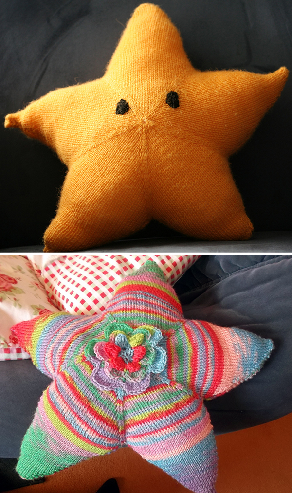 Free Knitting Pattern for Star Cushion