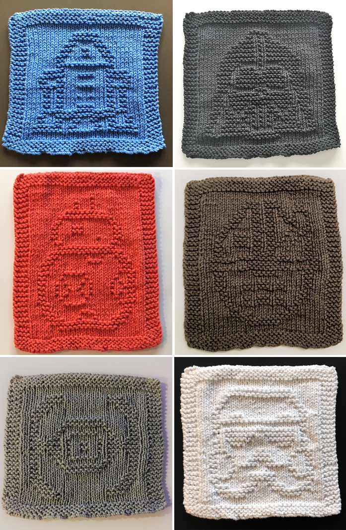 Knitting Patterns for 9 Star Wars Original Dishcloth/Washcloths